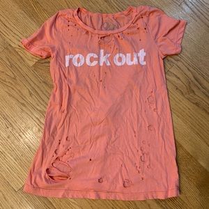 CHASER bright orange distressed shirt